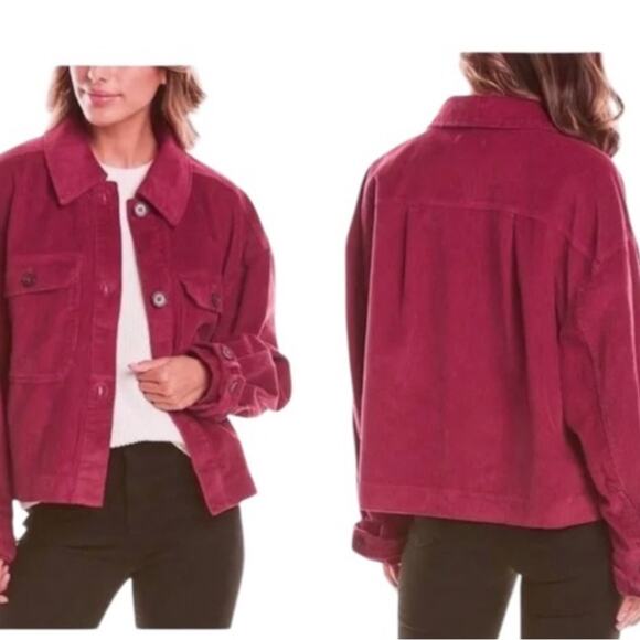 Avec Les Filles Raspberry Corduroy Cropped Jacket - Picture 1 of 10